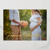 Altijd Dankbaar Script Groene Foto Thanksgiving Folie Feestdagenkaart (Voorkant)