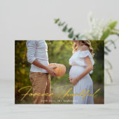 Altijd Dankbaar Script Groene Foto Thanksgiving Folie Feestdagenkaart (Staand Voorkant)