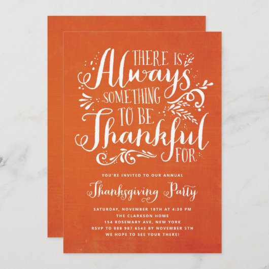 Altijd dankbaar | Uitnodiging tot Thanksgiving van (Voorkant / Achterkant)