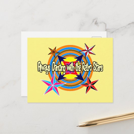 Altijd dansen met Retrosterren Feestdagenkaart (Voorkant / Achterkant in situ)