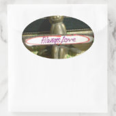 Altijd dol op Inspirerend konijnenkunst print desi Ovale Sticker (Tas)