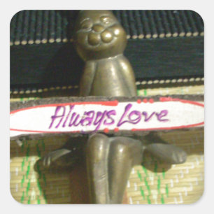 Altijd dol op Inspirerend konijnenkunst print desi Vierkante Sticker