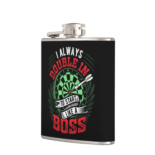 Altijd Dubbel in Als een Boss Dart Flask 6 oz. Heupfles (Links)