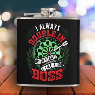 Altijd Dubbel in Als een Boss Dart Flask 6 oz. Heupfles
