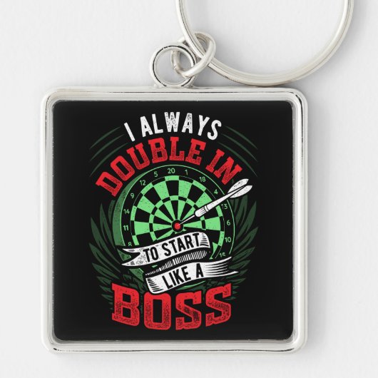 Altijd dubbel in om te beginnen - Dart Player Prem Sleutelhanger (Voorkant)