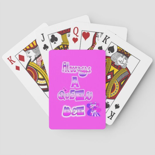 Altijd een bijenkoningin heet roze pokerkaarten (Achterkant)