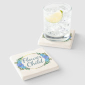 Altijd een Bloedblauwe botanische florale bloem Stenen Onderzetter (Zijkant)