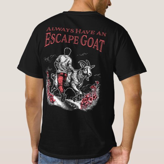 Altijd een Escape Goat (rood) voor en achter T-shirt (Achterkant)