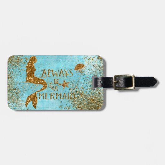 Altijd een gouden glitter-vermagerd zicht bagagelabel (Voorkant horizontaal)