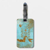 Altijd een gouden glitter-vermagerd zicht bagagelabel (Achterkant verticaal)