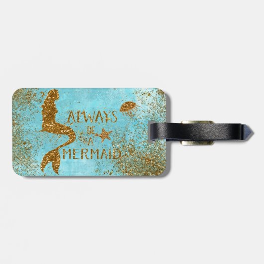 Altijd een gouden glitter-vermagerd zicht bagagelabel (Achterkant horizontaal)