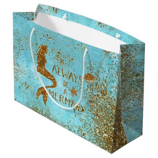 Altijd een gouden glitter-vermagerd zicht large cadeautasje (Achterkant Gekanteld)