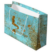 Altijd een gouden glitter-vermagerd zicht large cadeautasje (Voorkant Gekanteld)