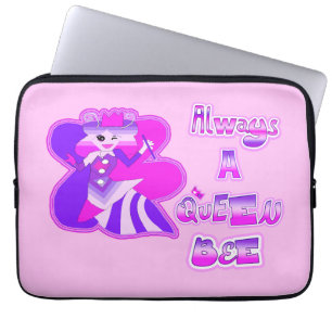 Altijd een koningin bijen lichtroze laptop mouw sleeve