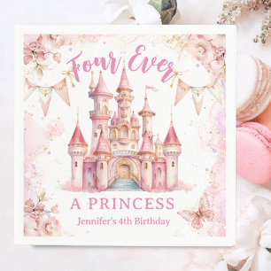 Altijd een prinses Roze Kasteel Meisje 4e Verjaard Servet