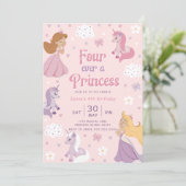 Altijd een prinses uitnodiging. Vier keer een prin Kaart (Staand voorkant)