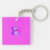 Altijd een queen bee hot roze sleutelhanger (Achterkant)