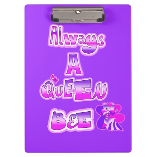 Altijd een queen bee paarse klembord (Voorkant)