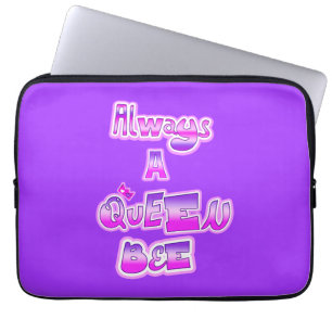 Altijd een Queen Bee paarse laptophoes Laptop Sleeve