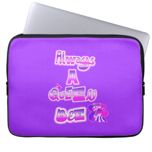 Altijd een Queen Bee paarse laptophoes Laptop Sleeve