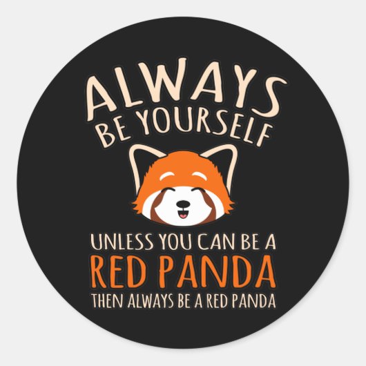 Altijd een rode panda-hoes ronde sticker (Voorkant)