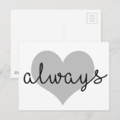 altijd eenvoudig modern hart zwart wit briefkaart (Voorkant / Achterkant)