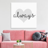 altijd eenvoudig modern hart zwart wit canvas afdruk (Insitu (Woonkamer))