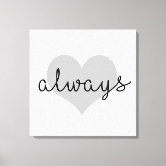 altijd eenvoudig modern hart zwart wit canvas afdruk (Voorkant)