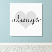 altijd eenvoudig modern hart zwart wit canvas afdruk (Insitu (Houten vloer))