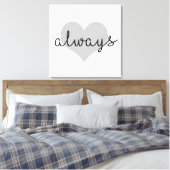 altijd eenvoudig modern hart zwart wit canvas afdruk (Insitu (Slaapkamer))