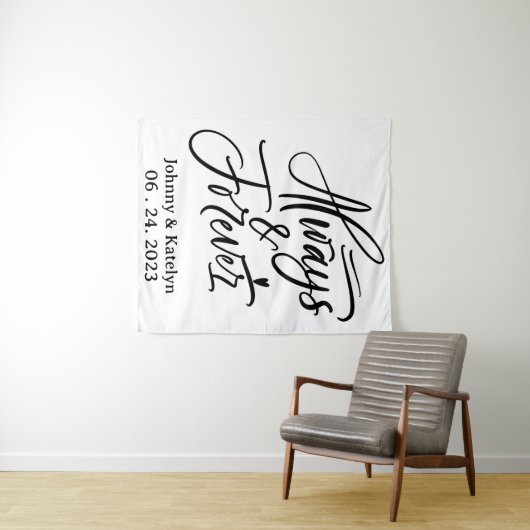 Altijd en altijd aangepaste bruiloft achtergrond wandkleed (In Situ (horizontaal))