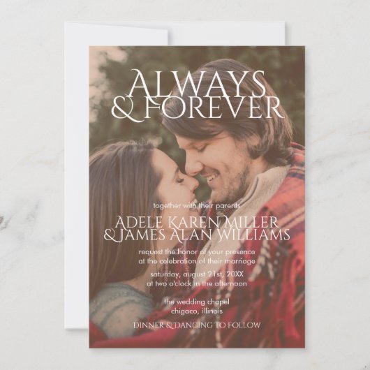 Altijd en altijd | Aangepaste foto | Weddenschap Kaart (Voorkant)