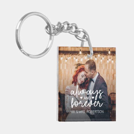 Altijd en altijd aangepaste trouwfoto sleutelhanger (Voorkant Links)