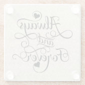 Altijd en altijd, bruiloft of Valentijnsdag Glazen Onderzetter (Achterkant)