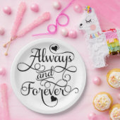 Altijd en altijd, bruiloft of Valentijnsdag Papieren Bordje (Feest)