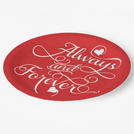 Altijd en altijd, bruiloft of Valentijnsdag Papieren Bordje (Gekanteld)