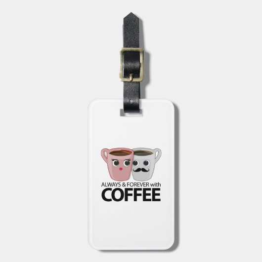 Altijd en altijd met koffie bagagelabel (Voorkant verticaal)