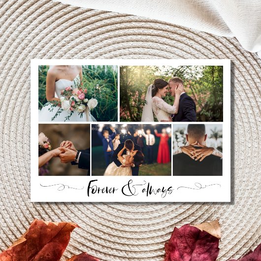 Altijd en altijd Moderne fotocollage Dank u Bedankkaart