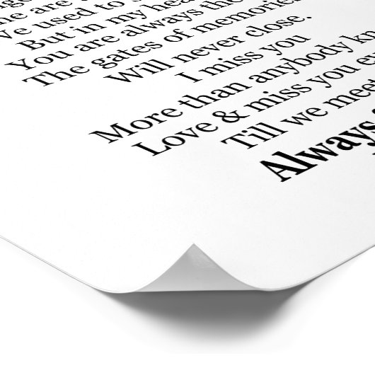 Altijd en altijd van je moeder houden poster (Hoek)