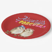 Altijd en eeuwig eigenaars in liefde kletsen papieren bordje (Gekanteld)