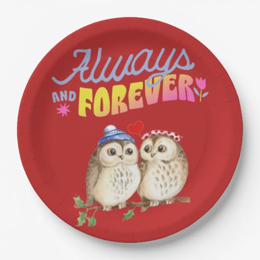 Altijd en eeuwig eigenaars in liefde kletsen papieren bordje (Voorkant)