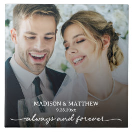 Altijd en voor altijd aangepaste trouwfoto tegeltje