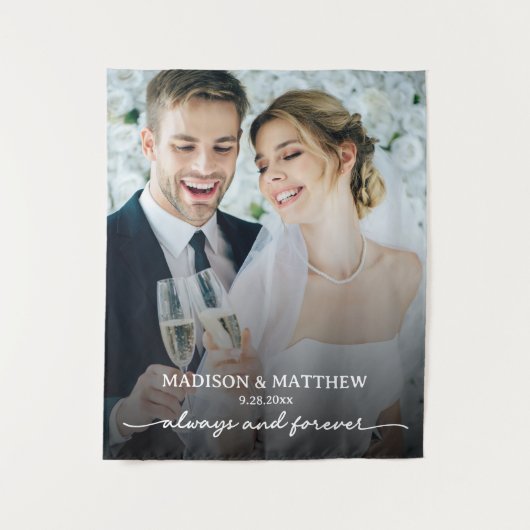 Altijd en Voor altijd Bruidsfototapijt Wandkleed (Voorkant)