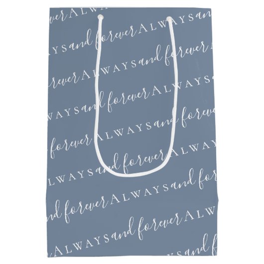 Altijd en voor altijd een blauwe bruiloft medium cadeauzakje (Achterkant)