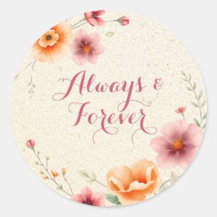 Altijd en voor altijd herfstbruiloft ronde sticker