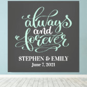 Altijd en voor altijd Mint Couples Jubileum Canvas Afdruk (Insitu (Houten vloer))