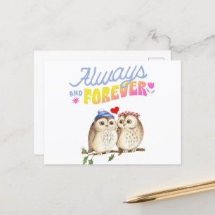 Altijd En Voor Altijd Schattige Uilen Verliefd    Feestdagenkaart