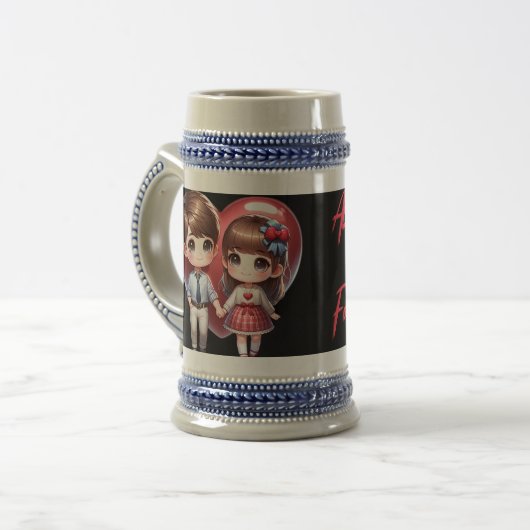 Altijd en voor altijd, valentijnsdag bierpul (Voorkant links)