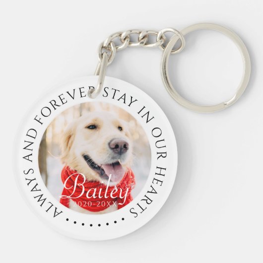 Altijd en voor altijd verblijf in onze harten Pet Sleutelhanger (Achterkant)