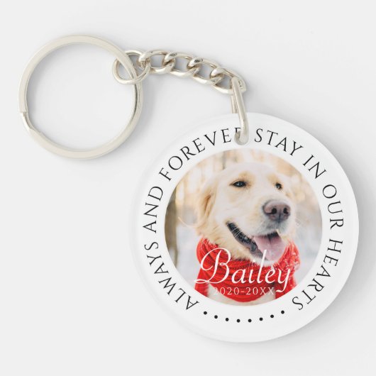 Altijd en voor altijd verblijf in onze harten Pet  Sleutelhanger (Voorkant)